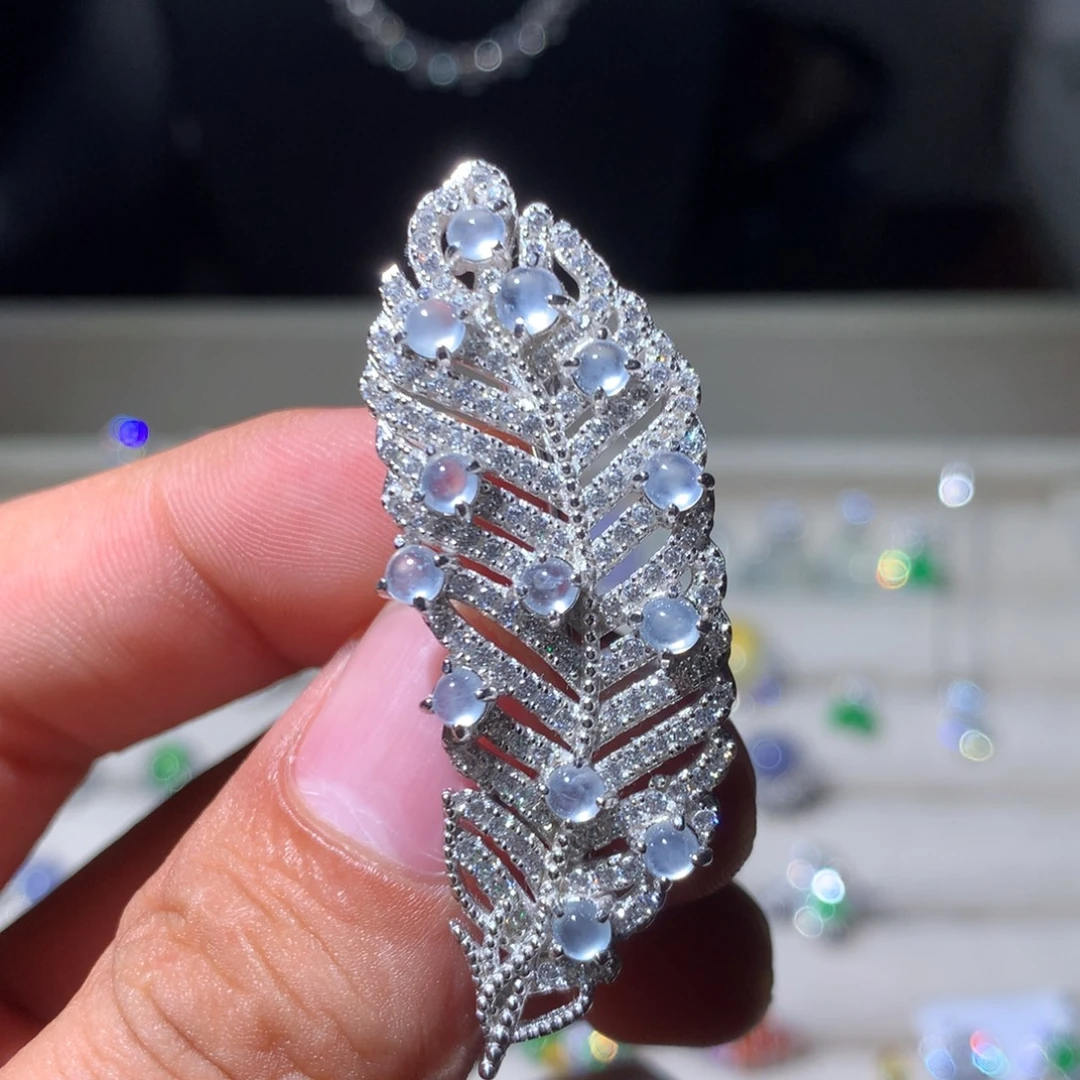 银S925镶嵌翡翠耳饰86