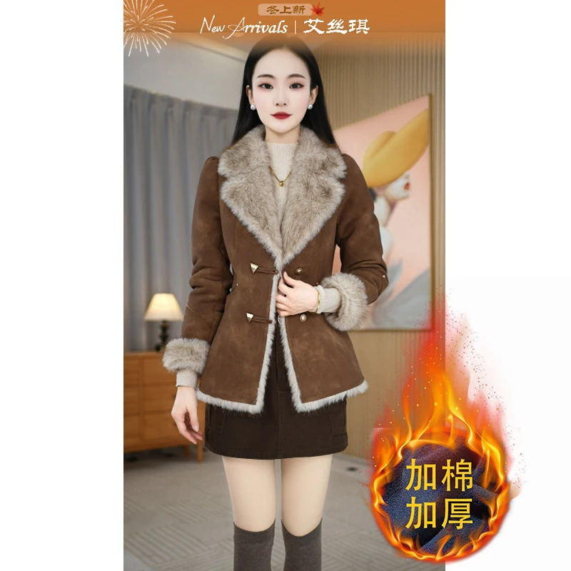 【艾丝琪】冬季显瘦修身女士中长款外套M-2XL