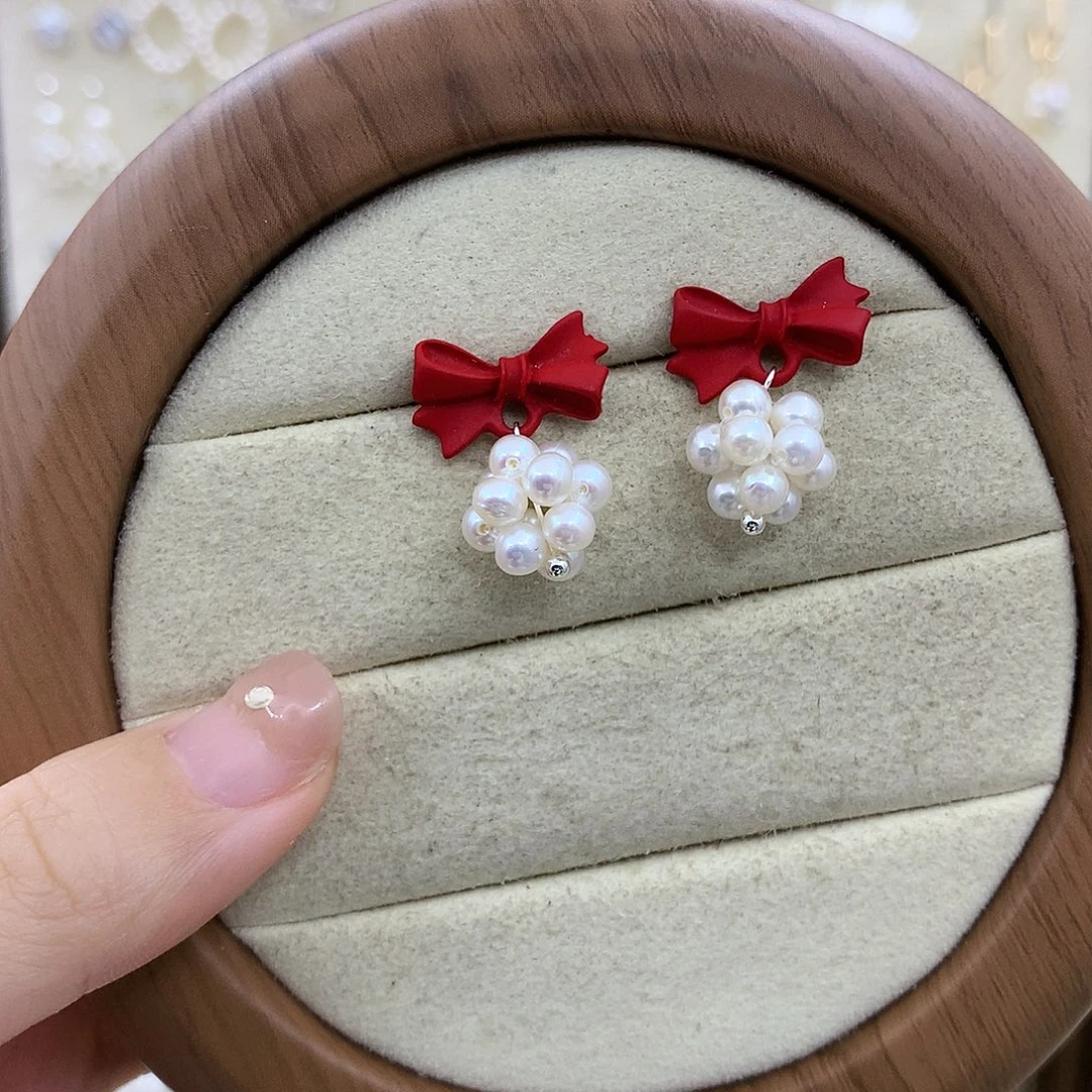 淡水珍珠耳饰银S925镶嵌