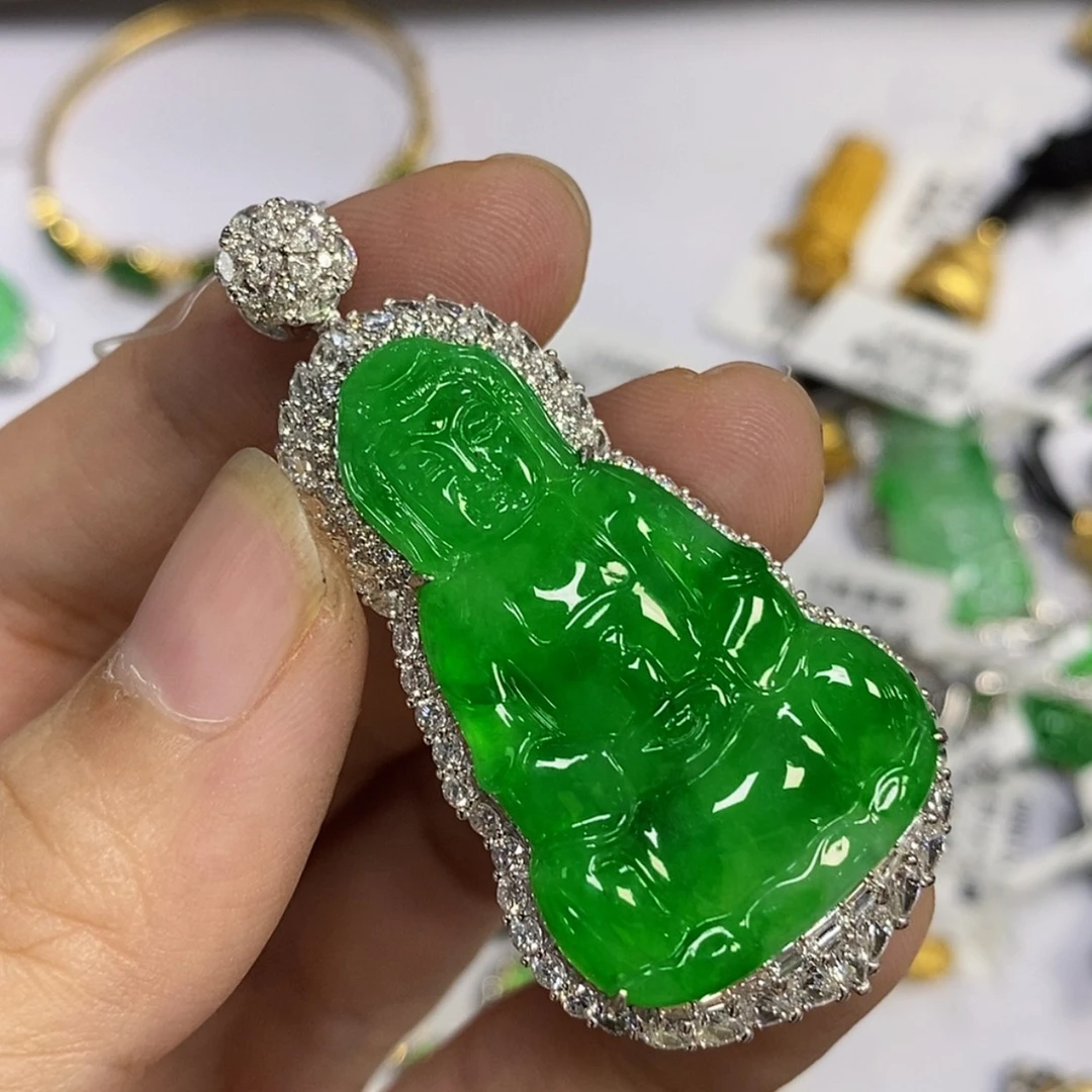 【闪购商品】18K金镶嵌戒指翡翠娇*儿吊坠