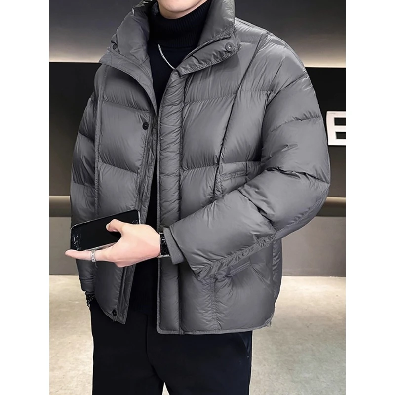 轻薄男士羽绒服冬季云朵泡芙2025新款90白鸭绒高端加厚面包服外套