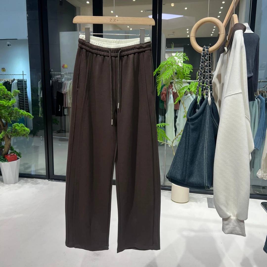 8408东大门新款腰头拼接设计美拉德弯刀卫裤遮腿型