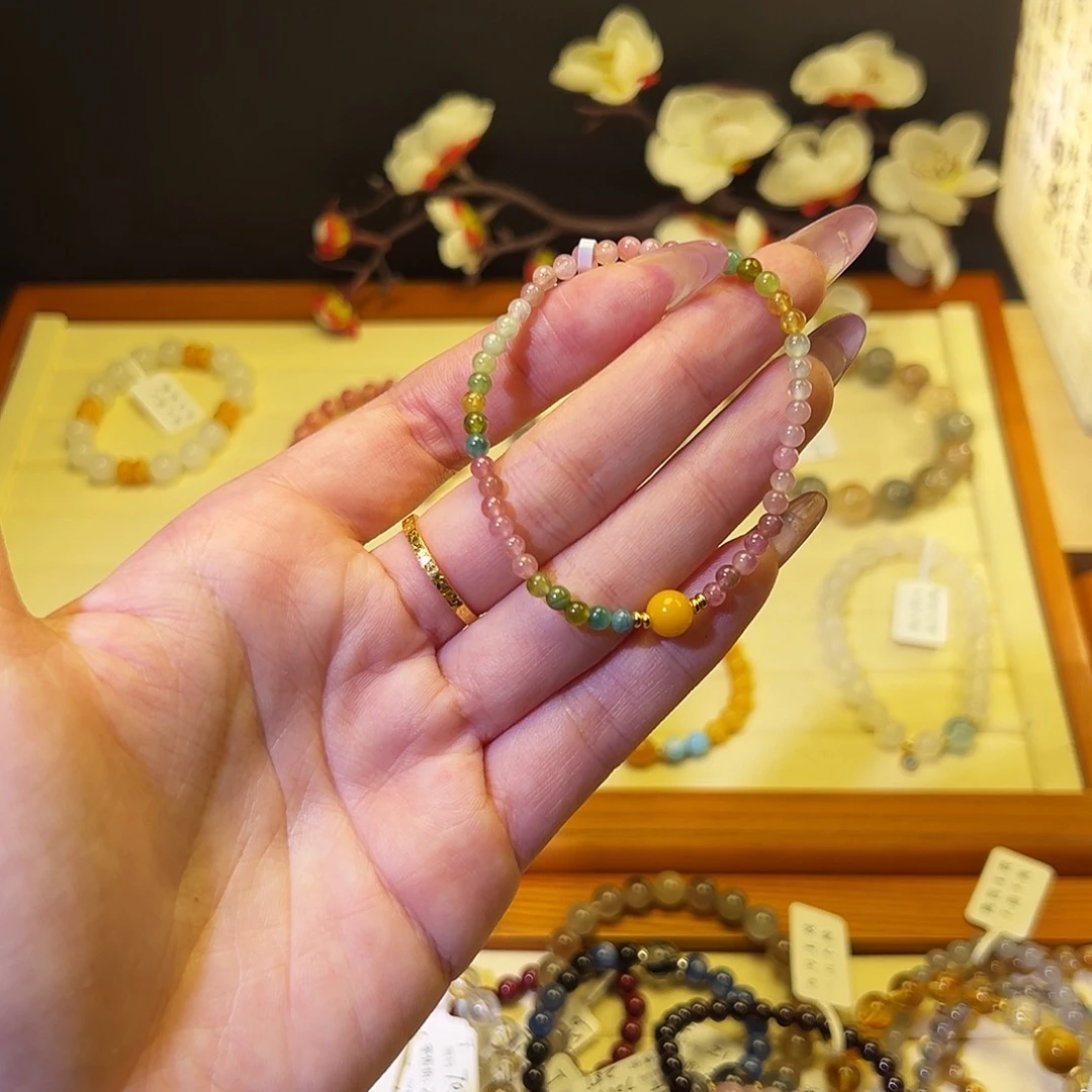 水晶手链银S925镶嵌T碧玺1341