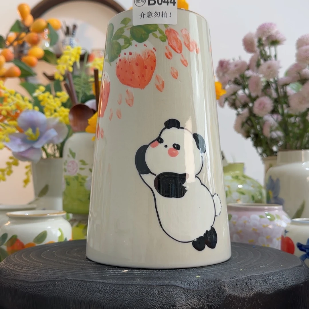 摆件景德镇陶瓷手绘花瓶摆件无孔