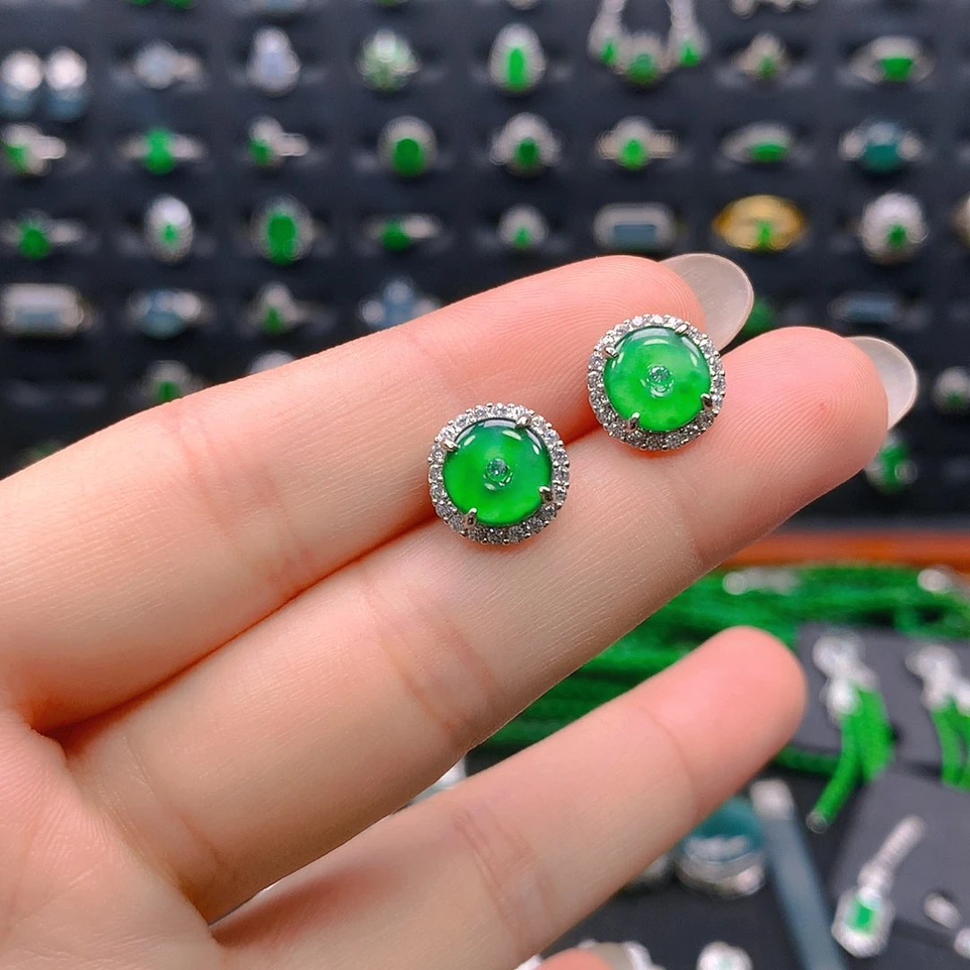 翡翠未镶嵌吊坠(不含链)耳钉