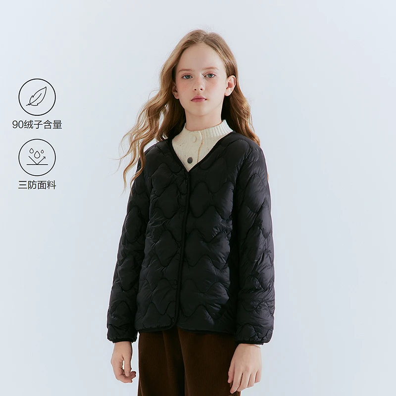 DEESHA/笛莎甜美可爱短款羽绒服24新款轻薄时尚洋气外套女童春秋