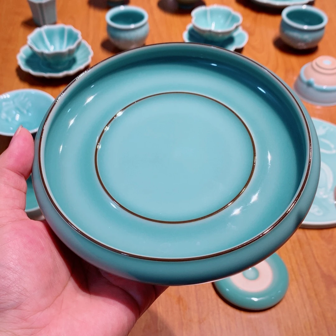 龙泉青瓷茶具壶承