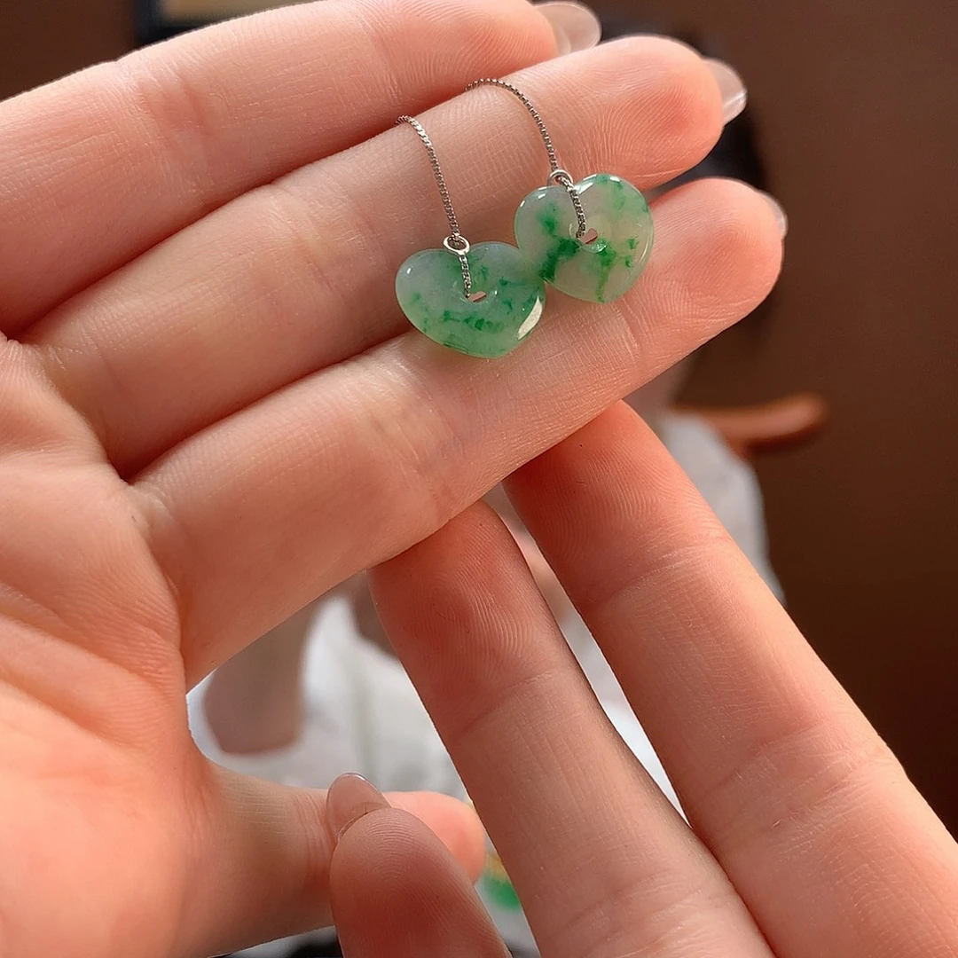 翡翠银S925镶嵌耳饰耳饰