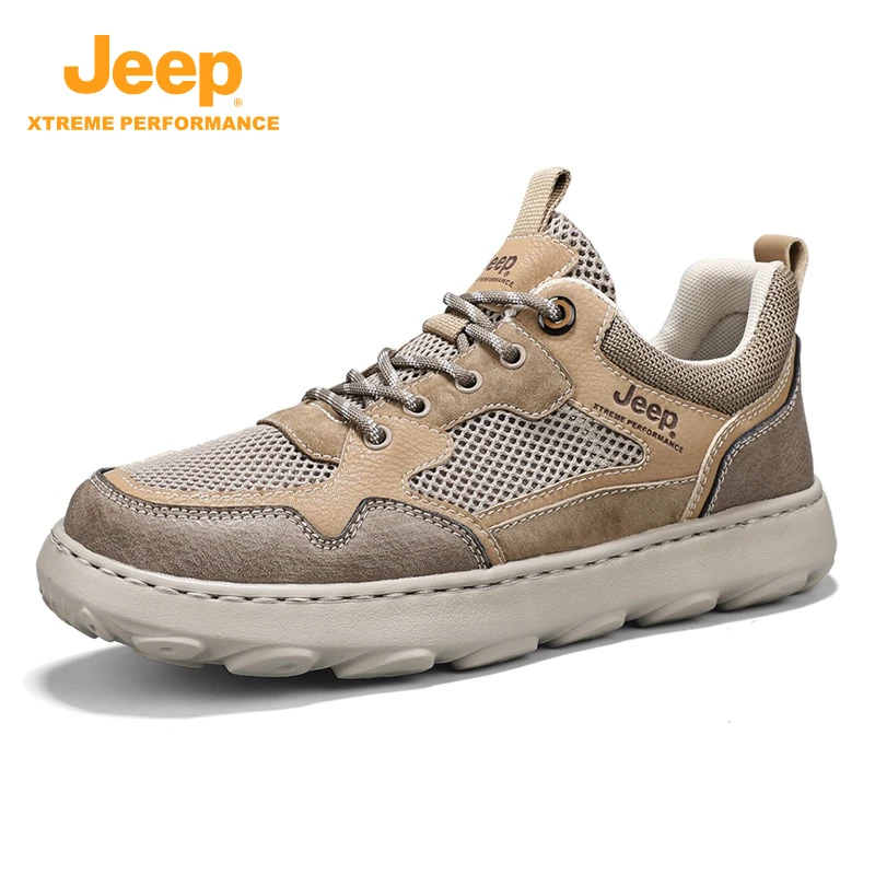 JEEP/吉普男士户外百搭夏季透气软底潮流网面潮鞋徒步耐磨登山鞋