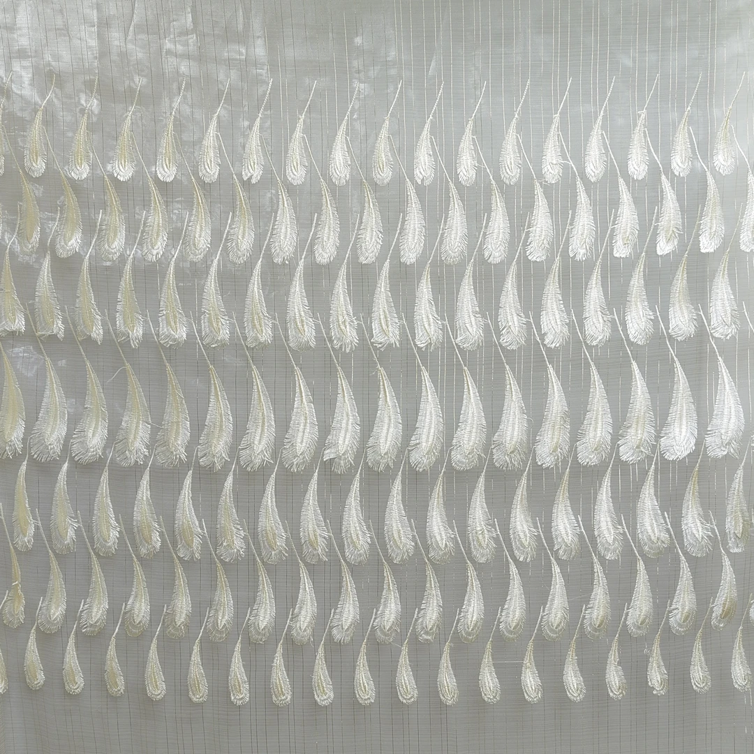 00307 挂钩款成品浮雕刺绣客厅奢华纱帘幅宽6.5米高2.7米免费对开