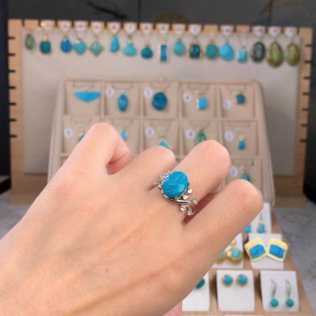 绿松石银S925镶嵌戒指