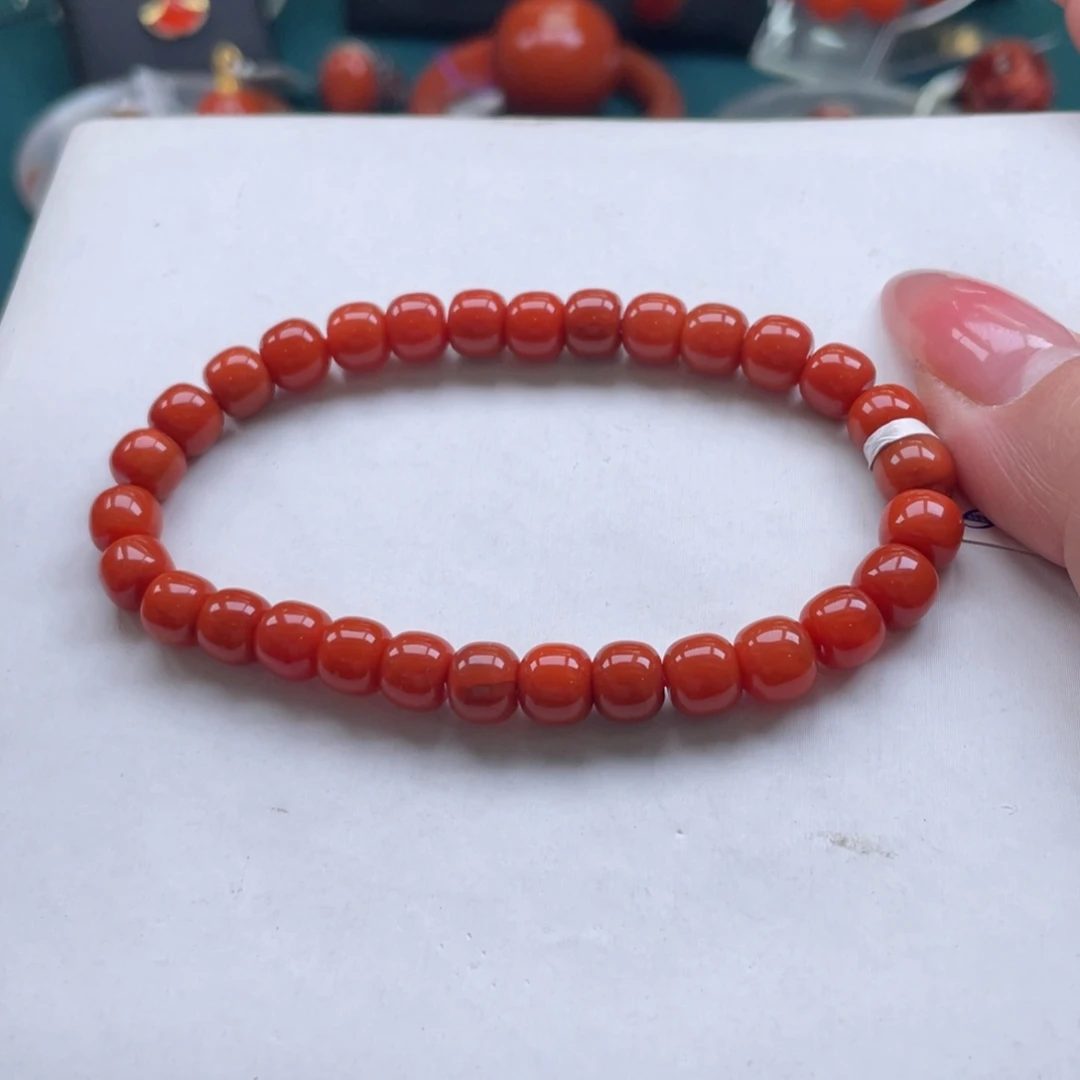 南红玛瑙未镶嵌保山南红满肉老邢单圈6+mm