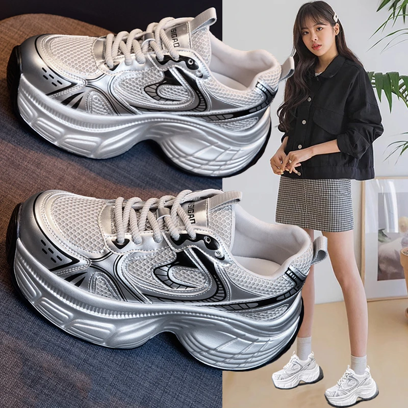 内增高老爹鞋女款2025新款秋季巨好看厚底女鞋百搭轻便运动休闲鞋
