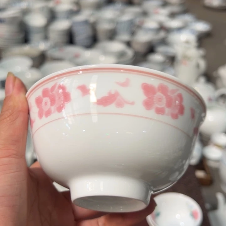 醴陵高温老厂瓷群力手绘12厘米饭碗
