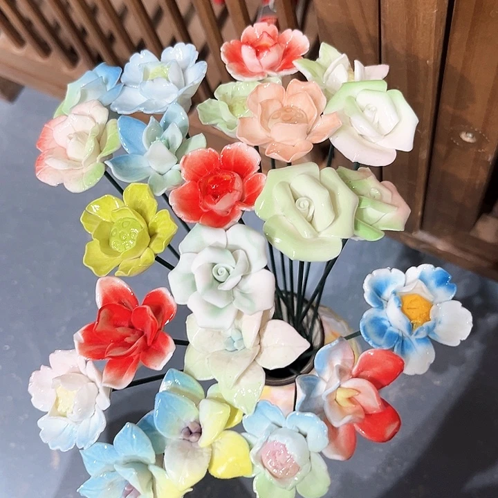 陶瓷花花摆件，花束
