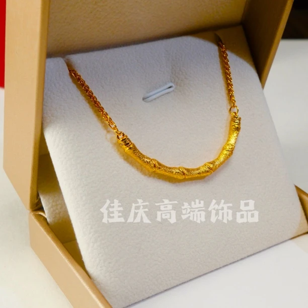 合金项链 镶钻竹节拉丝小众设计百搭时尚轻奢经典 高端饰品