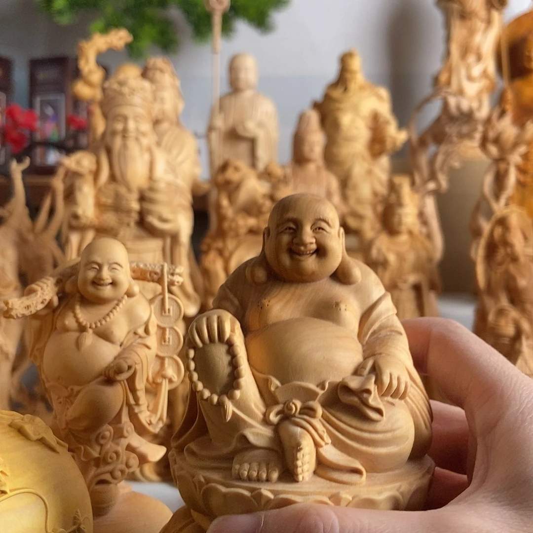 木.*彬小叶黄杨木雕弥勒