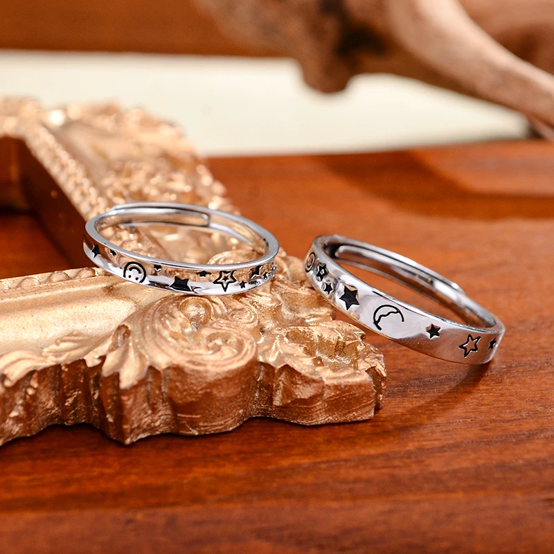 925银戒指 【十指紧扣】天长地久情侣银戒指--YS20331