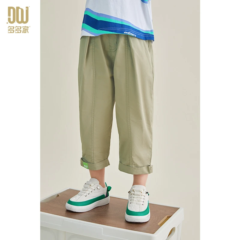 多多家6294【有170.棉锦氨.凉感直筒裤】中大童夏季透气休闲8分裤