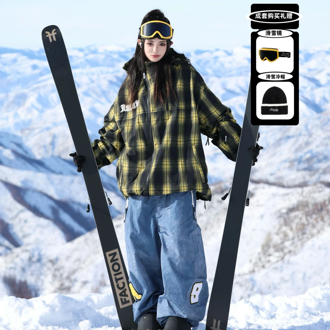 ANANIE2526新品【曼城旧事】3L仿记忆全压胶滑雪服3D打印仿牛仔花纹