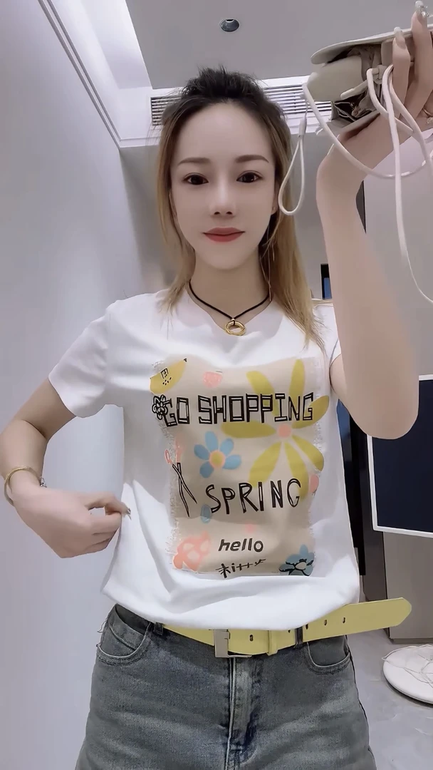 欧洲站2025夏季新款字母图案印花短袖t恤女时尚洋气百搭套头上衣