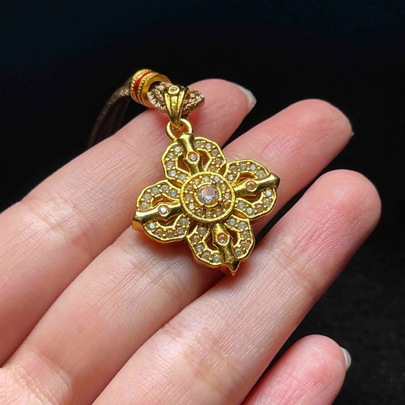 【魏来意】镀K金 十字金刚杵项链-25*6mm