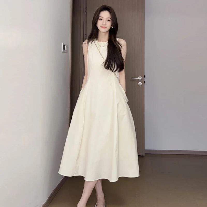 多巴胺无袖背心吊带黄色连衣裙子女夏季2025新款流行爆款掐腰2766