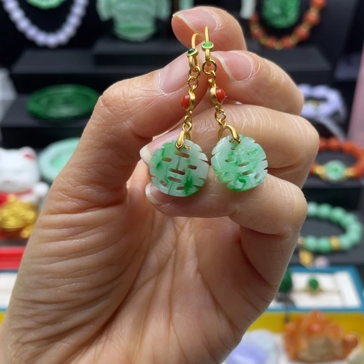 翡翠未镶嵌耳饰翡翠耳环