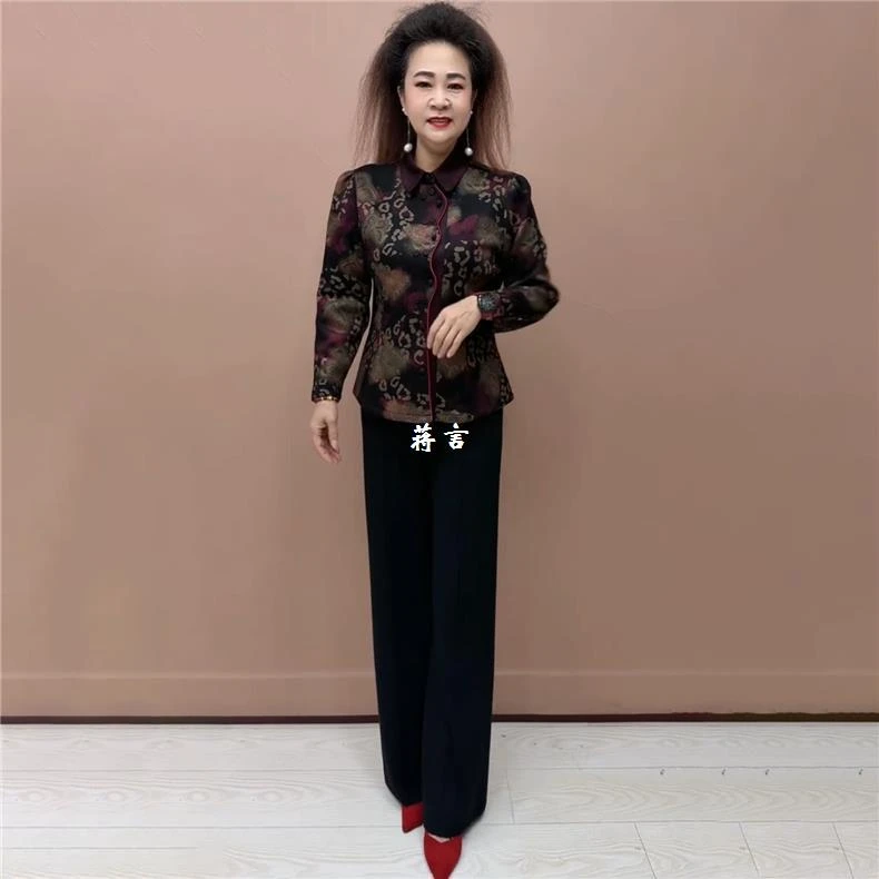 冬季中老年妈妈装上衣弹力加绒加厚保暖大码旗袍开衫大码外套70