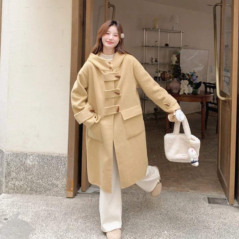 牛角扣双面羊绒大衣女2025春秋新款高级感复古韩系氛围感毛呢外套