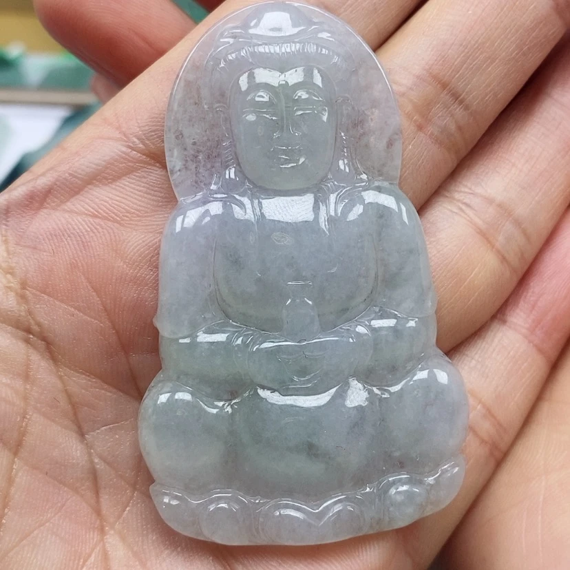 【闪购商品】翡翠颈饰未镶嵌雨**风天然翡翠A货观音