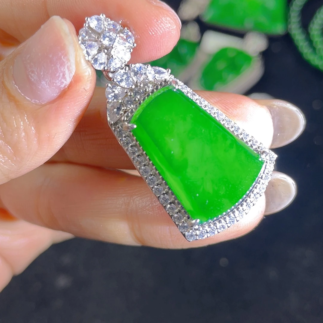 翡翠吊坠(不含链)银S925镶嵌