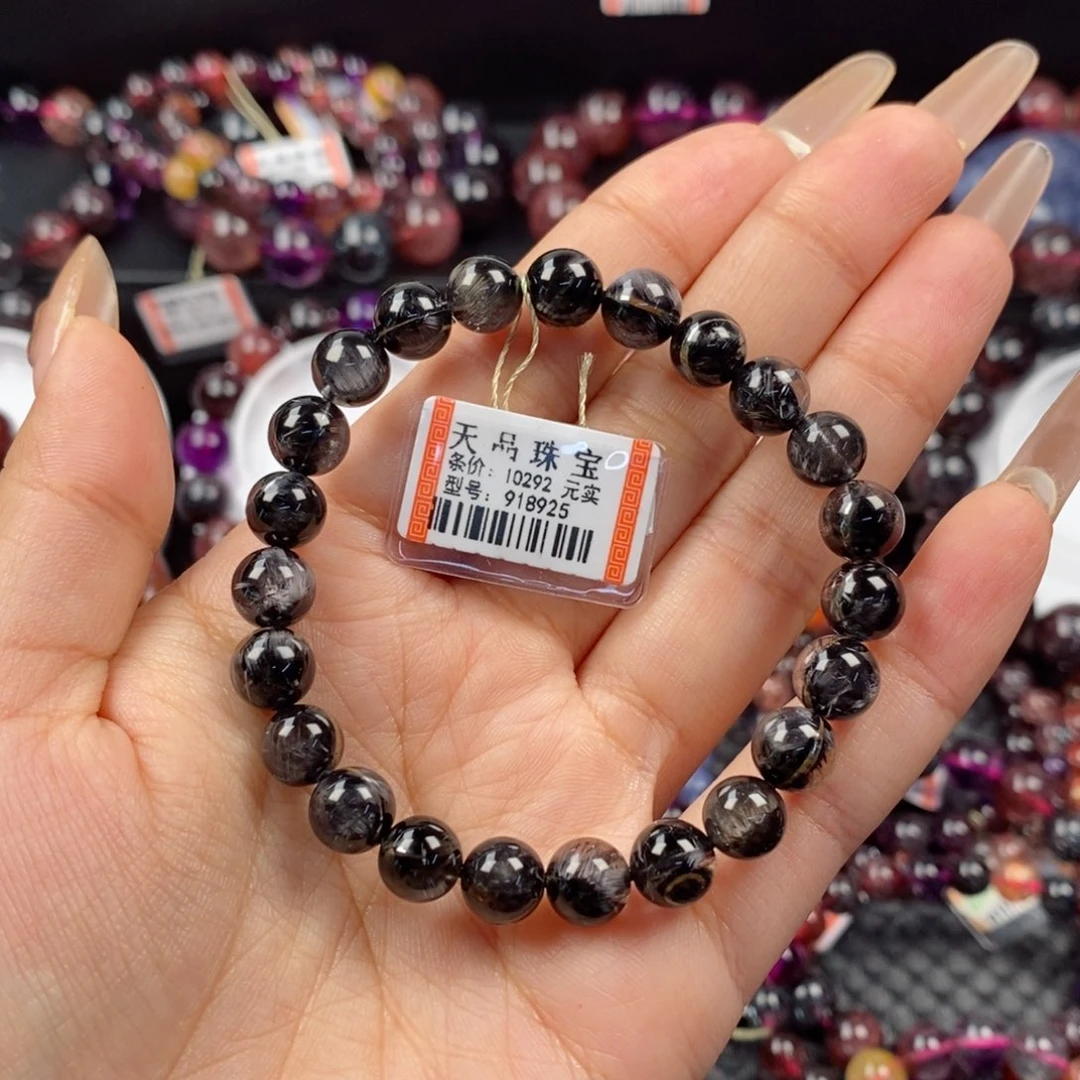 水晶手链未镶嵌黑银钛918925