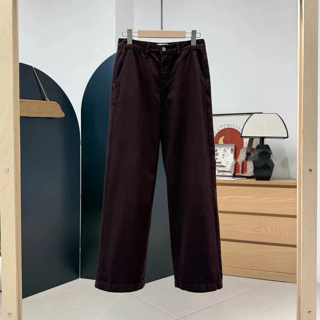 【粉风】东大门. moia美拉德复古水洗宽松直筒牛仔裤