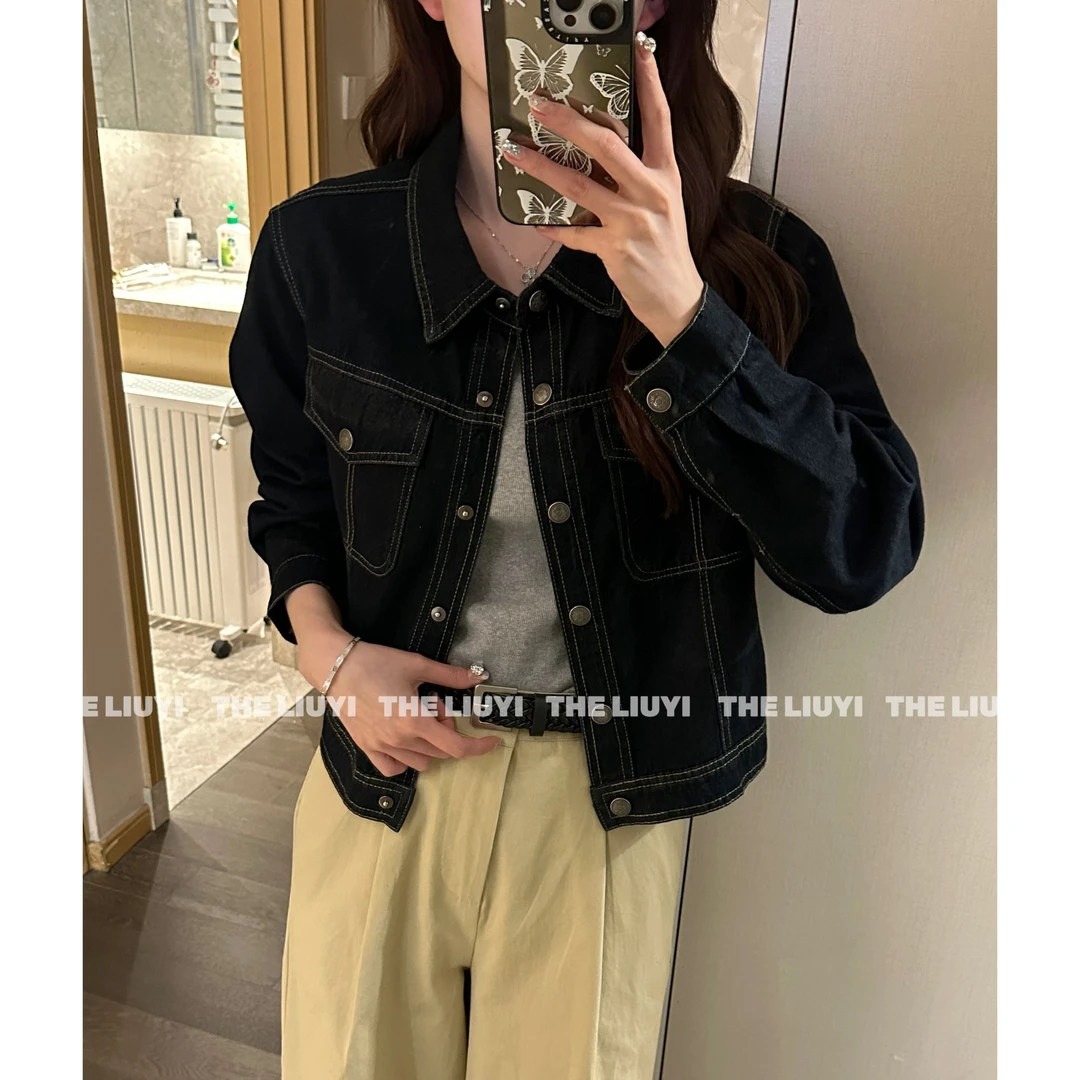【LIUYI】春夏丹宁撞色线百搭牛仔外套53148