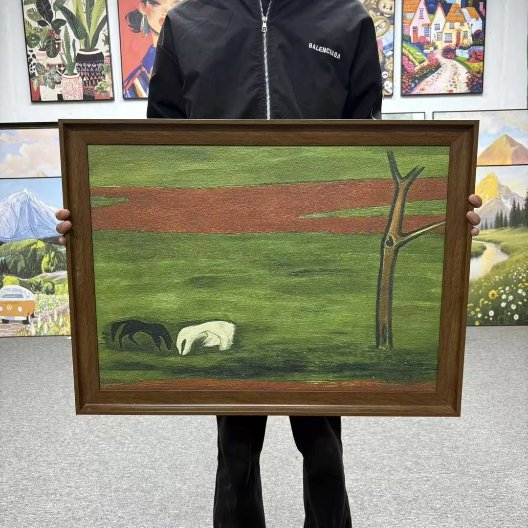 风法式复古花卉风景组合装饰画客厅卧室床头壁画6080