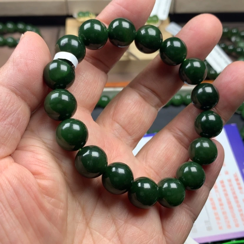 【闪购商品】和田玉（碧玉）手串未镶嵌12mm放漏