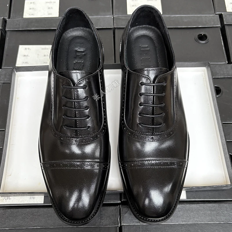三接头布洛克牛津鞋男真皮透气正装商务皮鞋男新郎结婚鞋男士皮鞋