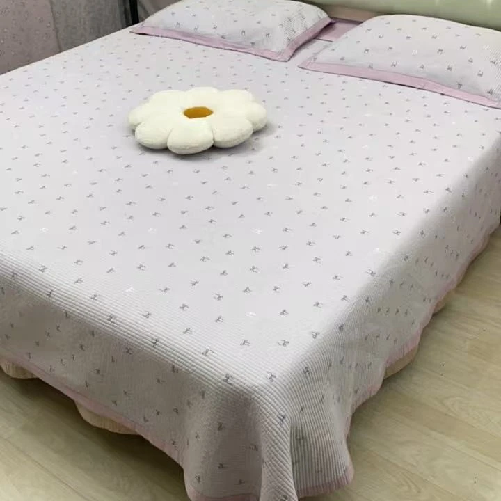 新款绗缝莫代尔床盖三件套