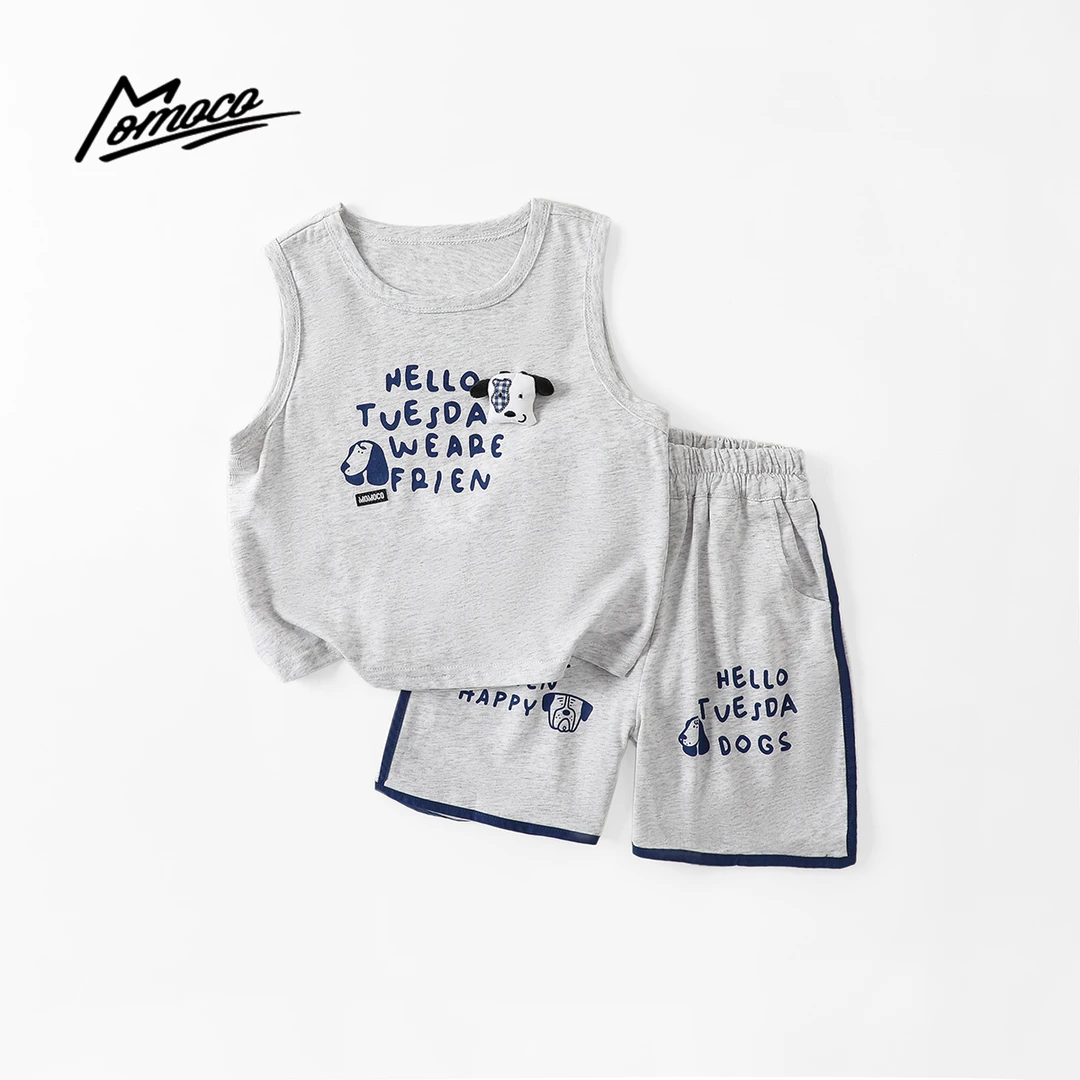 MOMOCO夏季男童休闲小狗玩偶套装痞帅两件套77230578921