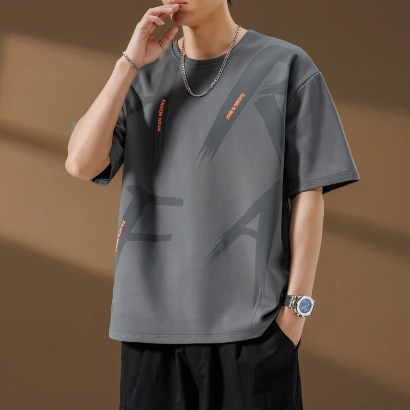 7A抗菌短袖t恤男士夏季2025新款潮牌宽松凉感舒适半袖体恤上衣服
