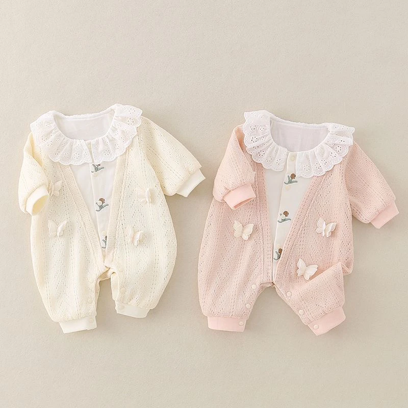 婴儿衣服春秋装超萌女宝宝连体衣洋气长袖哈衣新生儿满月外出爬服