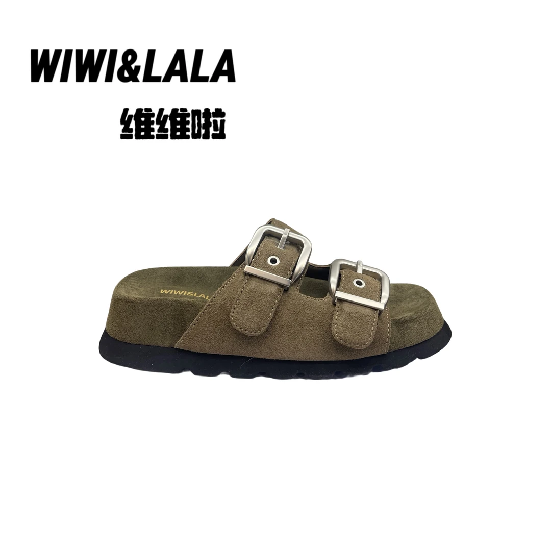 【维维啦】25夏款金属扣牛京半拖拖鞋51208-2
