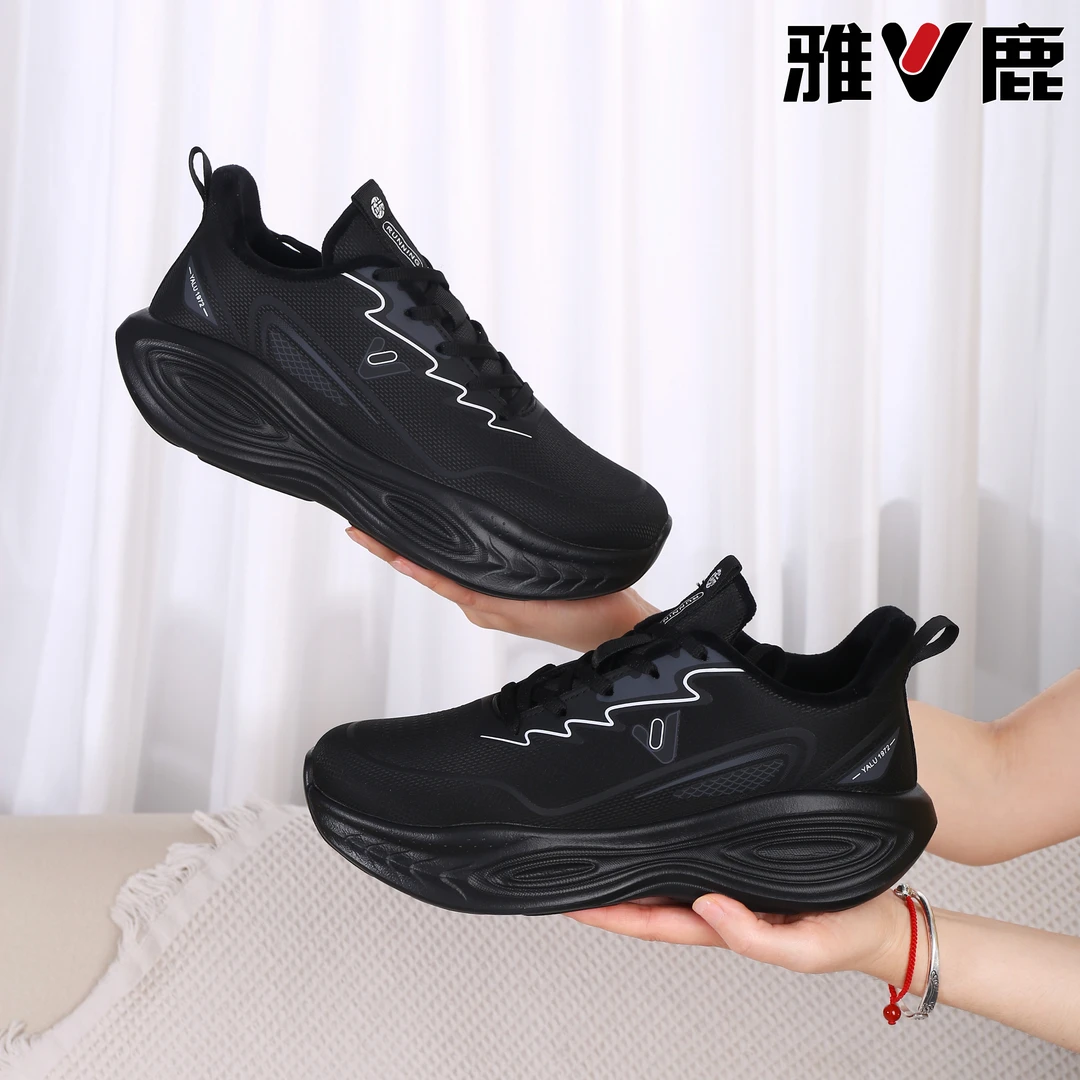 雅鹿秋季加绒皮面新款鞋男女同款运动跑步鞋舒适鞋子爆款Y9906