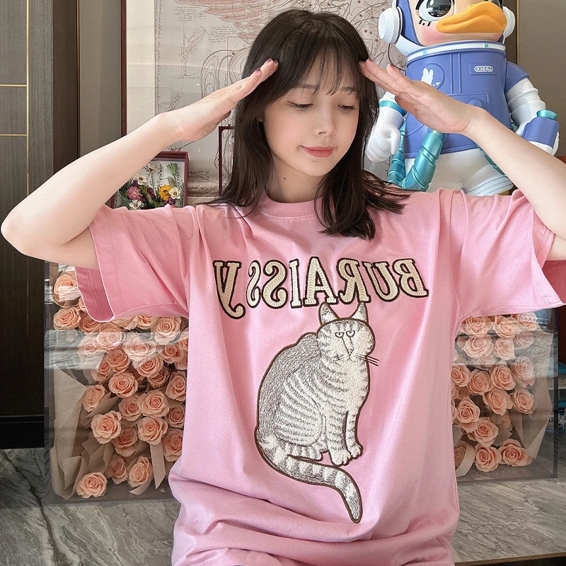 BETTER JOELAY -大版【小猫糖心】百搭T恤短袖休闲经典圆领KH1909