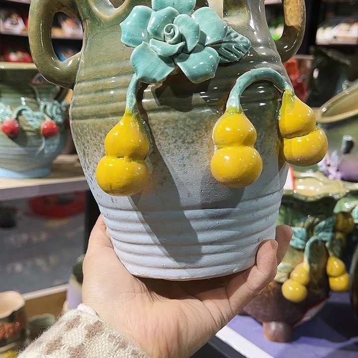 瓷片花盆多肉植物艺术品