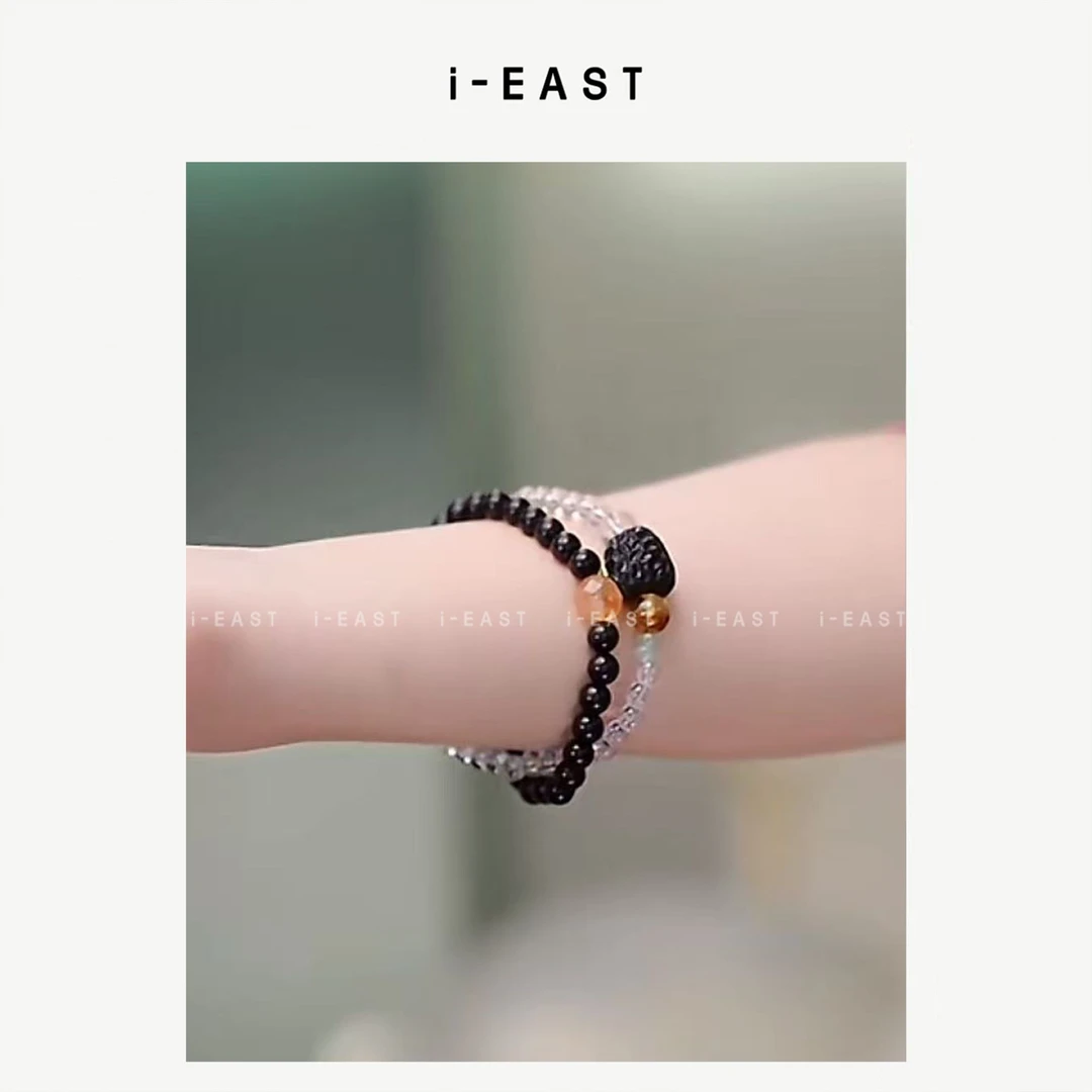 钛钢手链 i-EAST 小叶紫~新中式珠珠撞色手链-5X  PS8175
