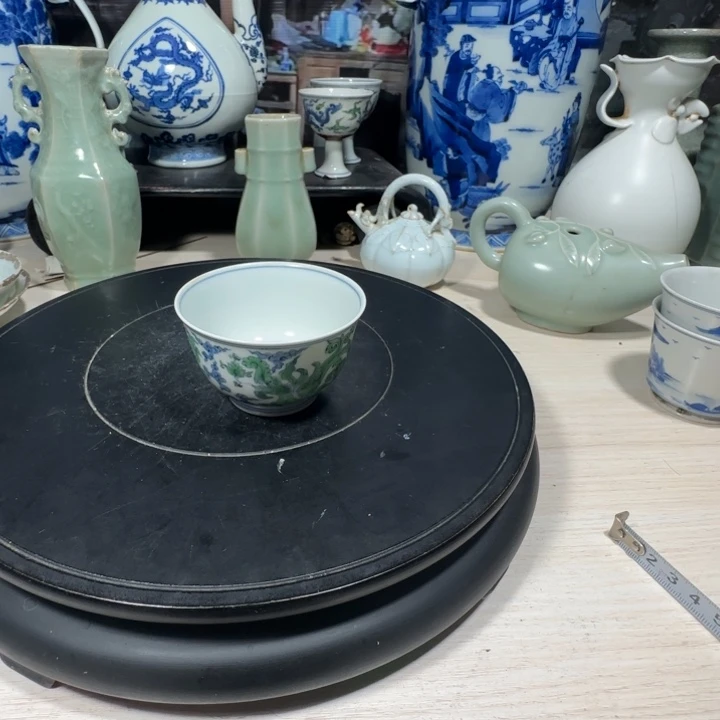 摆件兔*爷青花彩色小小杯子