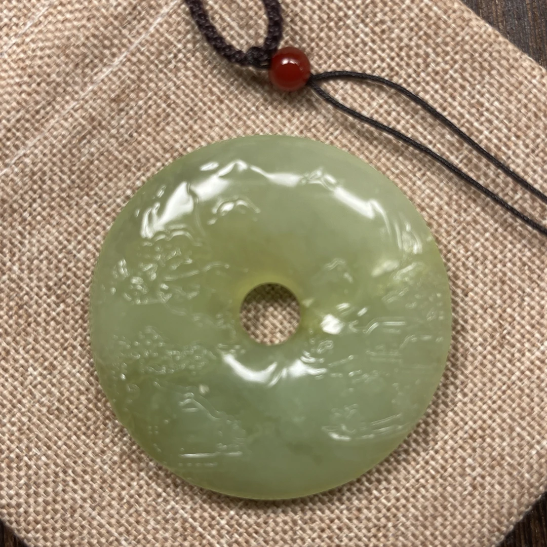 岫玉山水平安扣吊坠 挂件