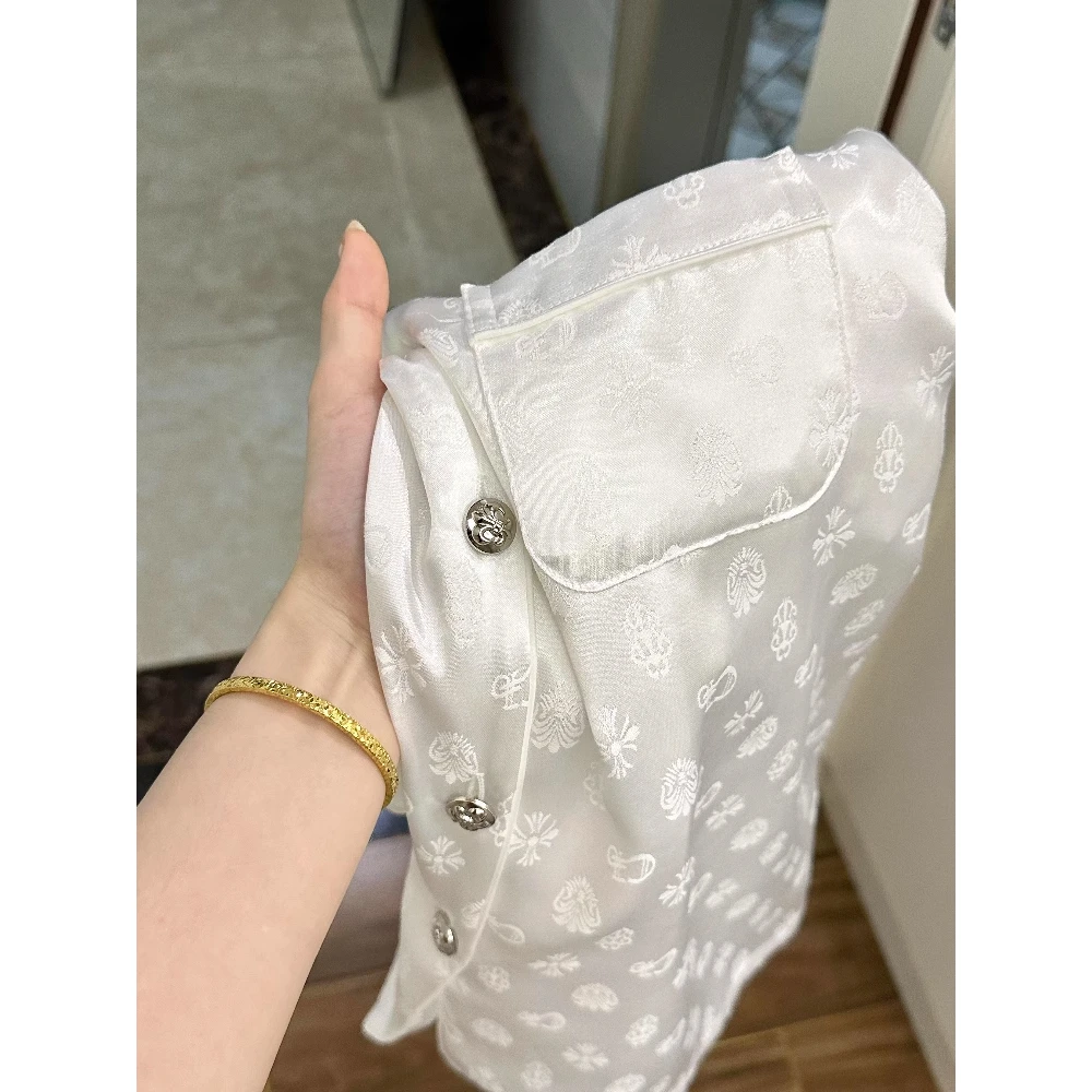 【轻奢提花】法式高级感冰丝短袖睡衣女夏季短裤套装裸感亲肤家居服